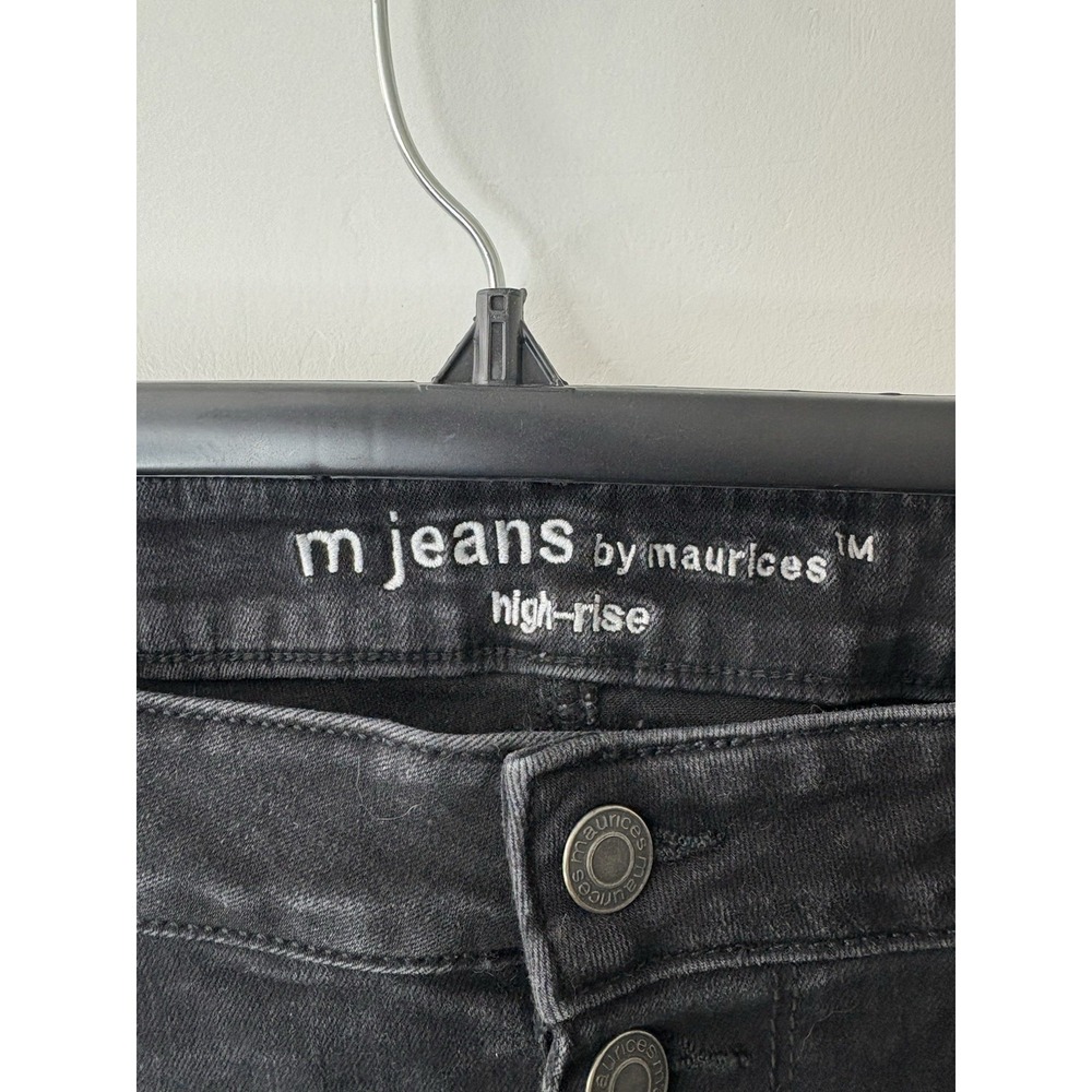 Maurices Flare‎ Jeans Womens 20W High Rise Button Fly Distressed Black Flare - Picture 3 of 4